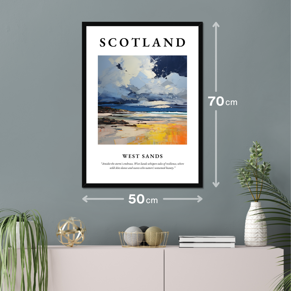 Poster of West Sands hanging on a wall