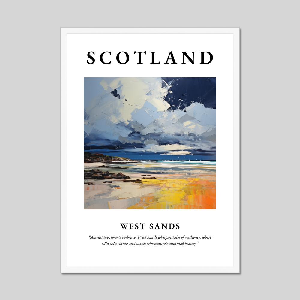 Poster in a white frame with the word Scotland