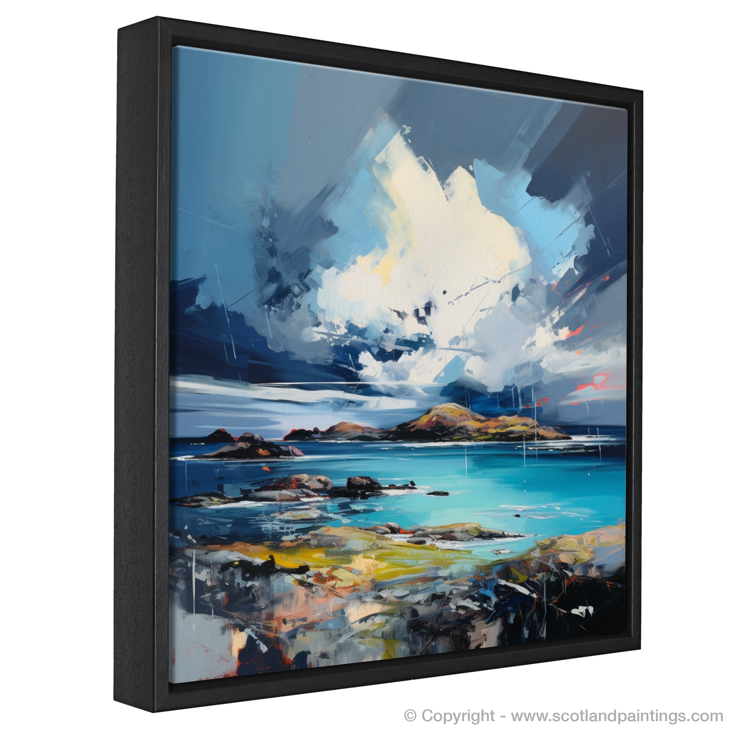 Painting and Art Print of Achmelvich Bay with a stormy sky entitled "Tempestuous Achmelvich: An Expressionist Ode to Scottish Shores".