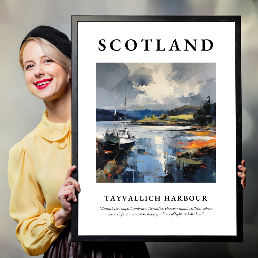 Person holding a poster of Tayvallich Harbour