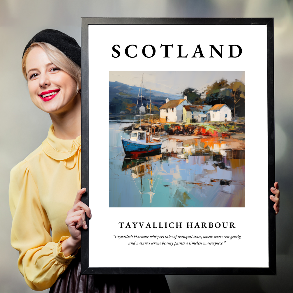 Person holding a poster of Tayvallich Harbour