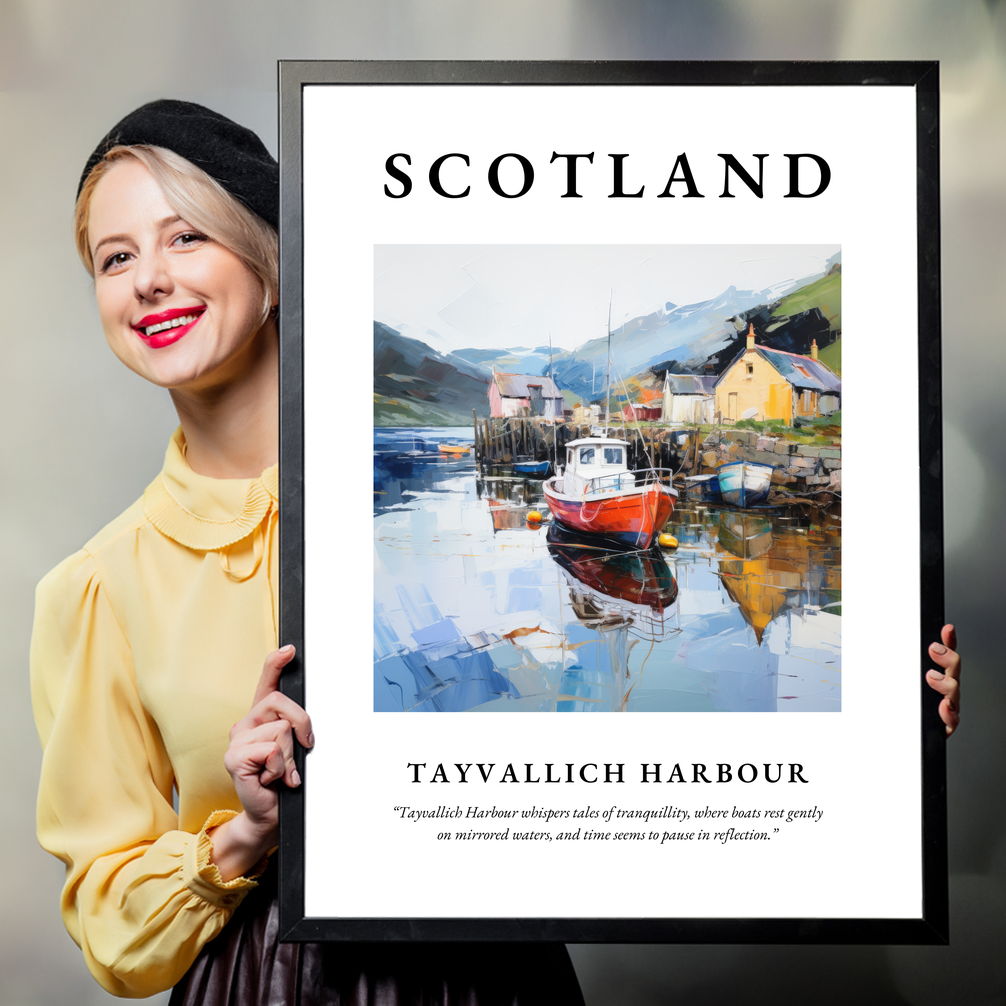 Person holding a poster of Tayvallich Harbour