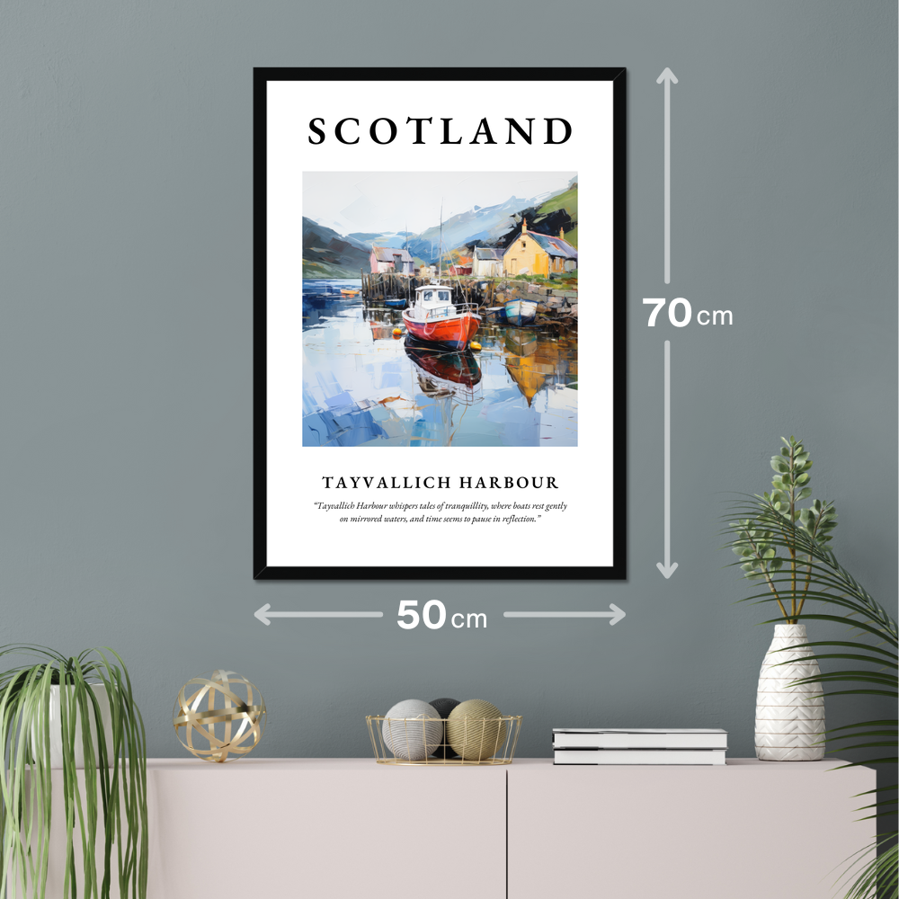 Poster of Tayvallich Harbour hanging on a wall