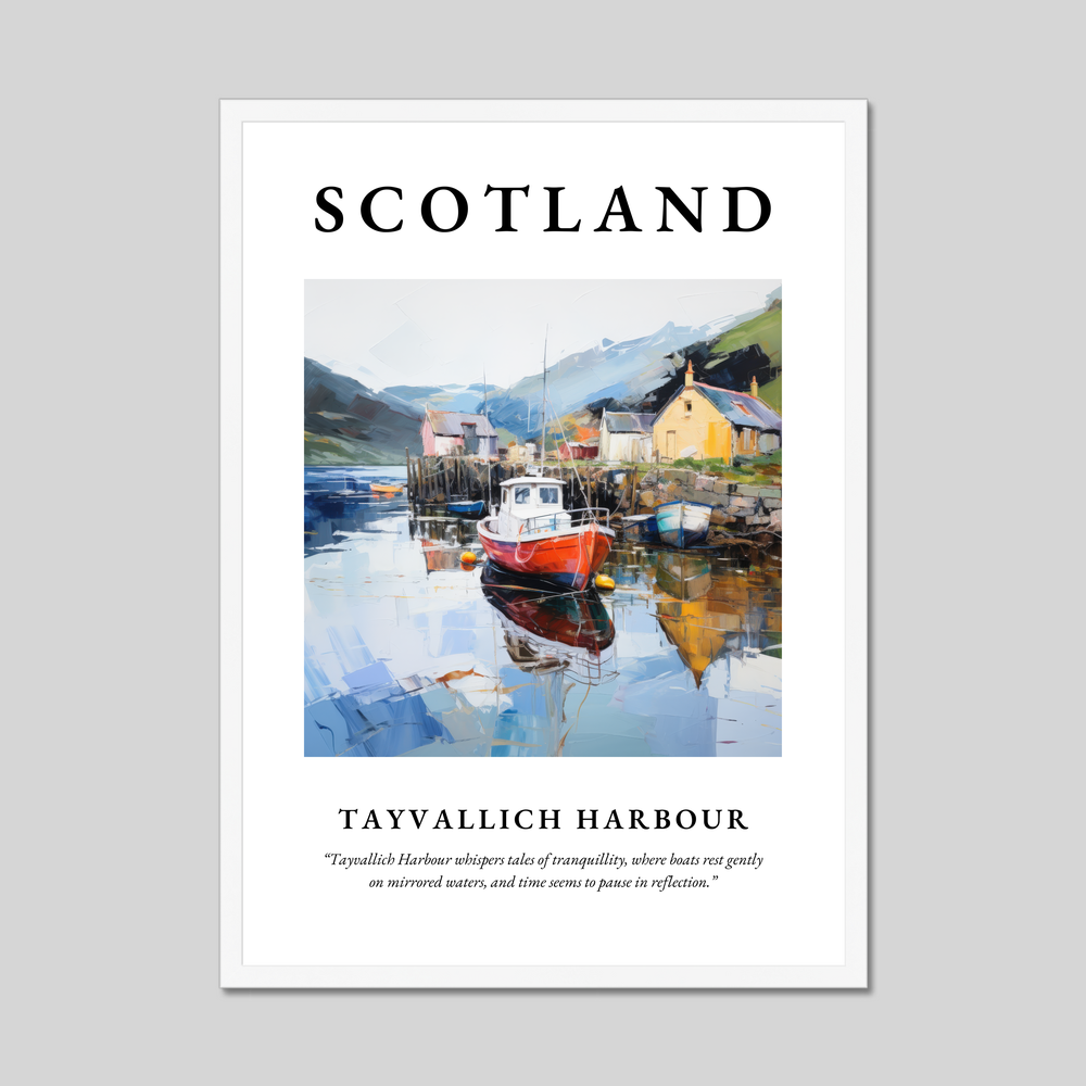 Poster in a white frame with the word Scotland