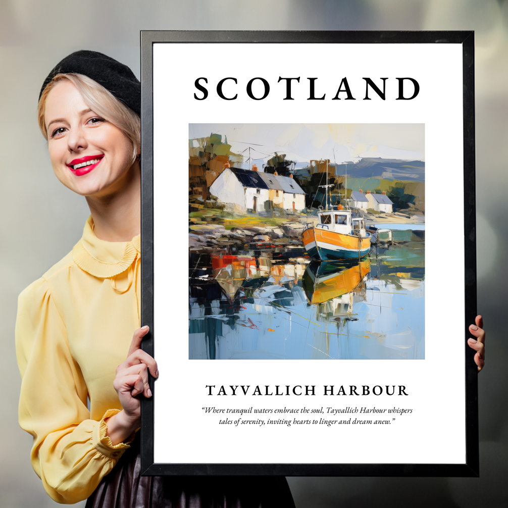 Person holding a poster of Tayvallich Harbour