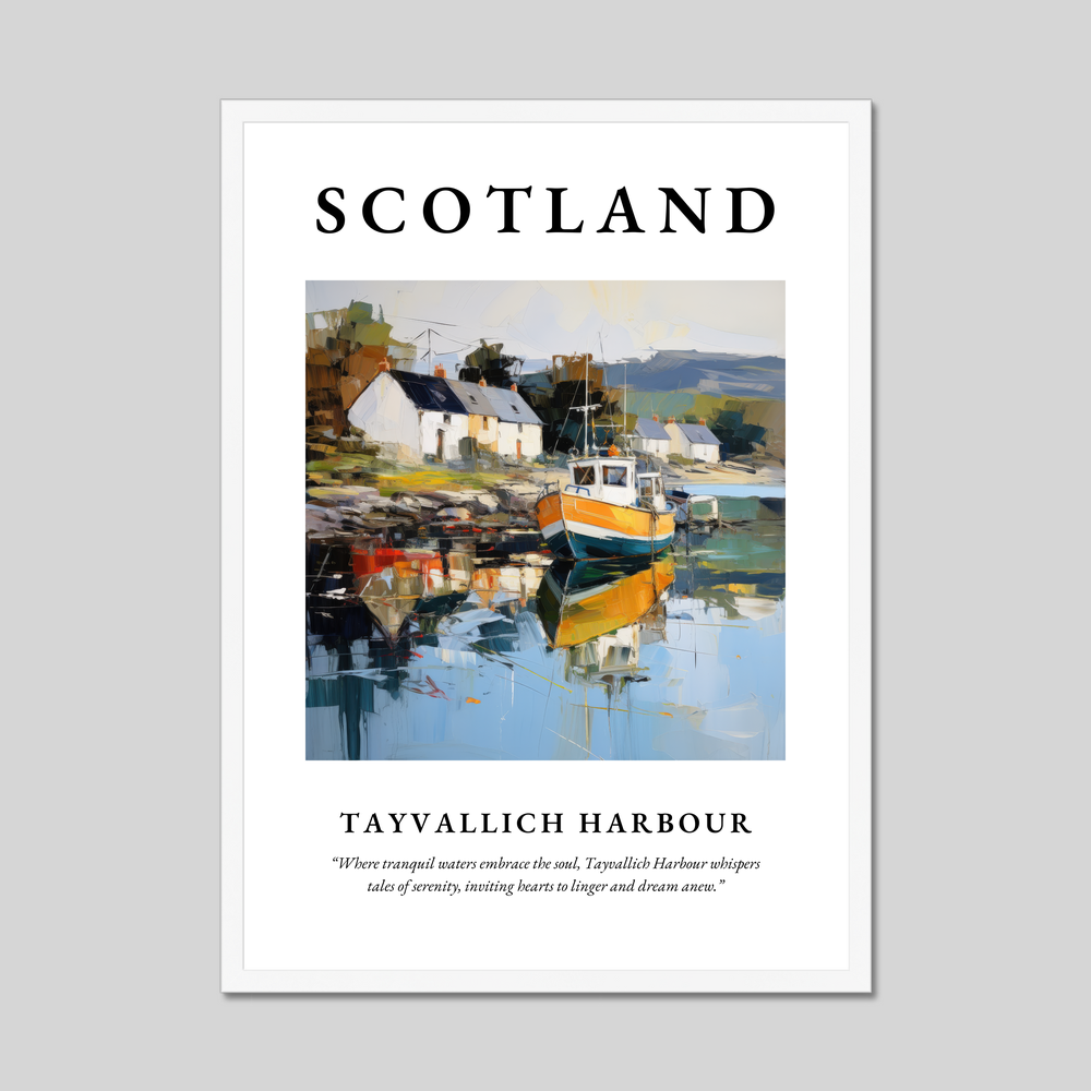 Poster in a white frame with the word Scotland