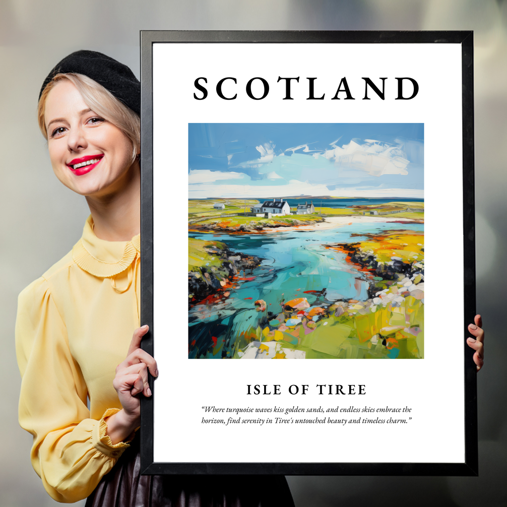 Person holding a poster of Isle of Tiree