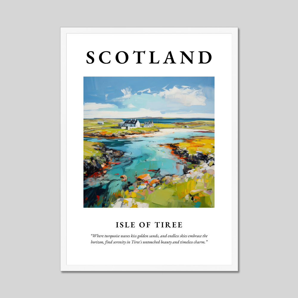 Poster in a white frame with the word Scotland