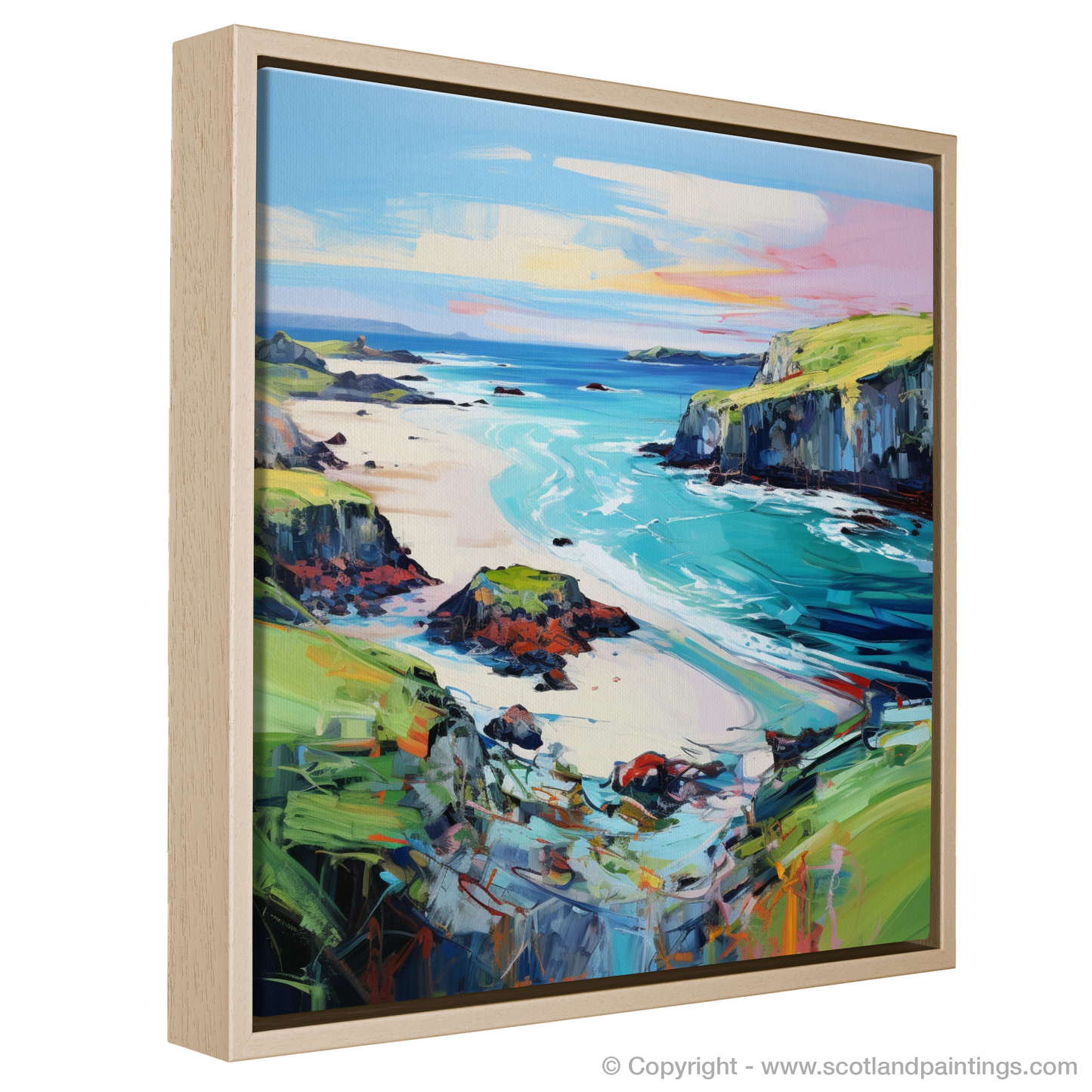 Painting and Art Print of Kiloran Bay, Isle of Colonsay entitled "Kiloran Bay Unleashed: An Expressionist Ode to Scottish Shores".