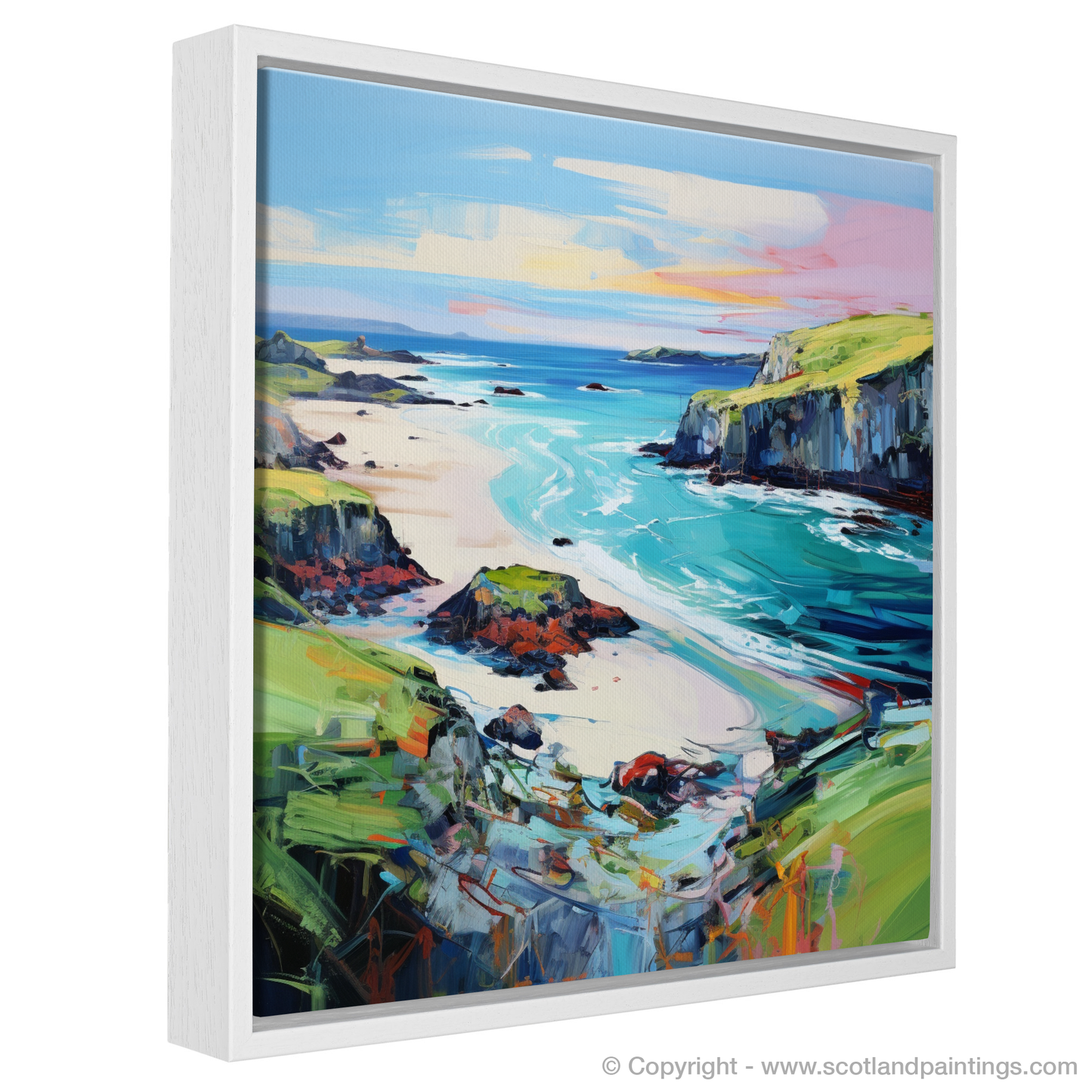 Painting and Art Print of Kiloran Bay, Isle of Colonsay entitled "Kiloran Bay Unleashed: An Expressionist Ode to Scottish Shores".
