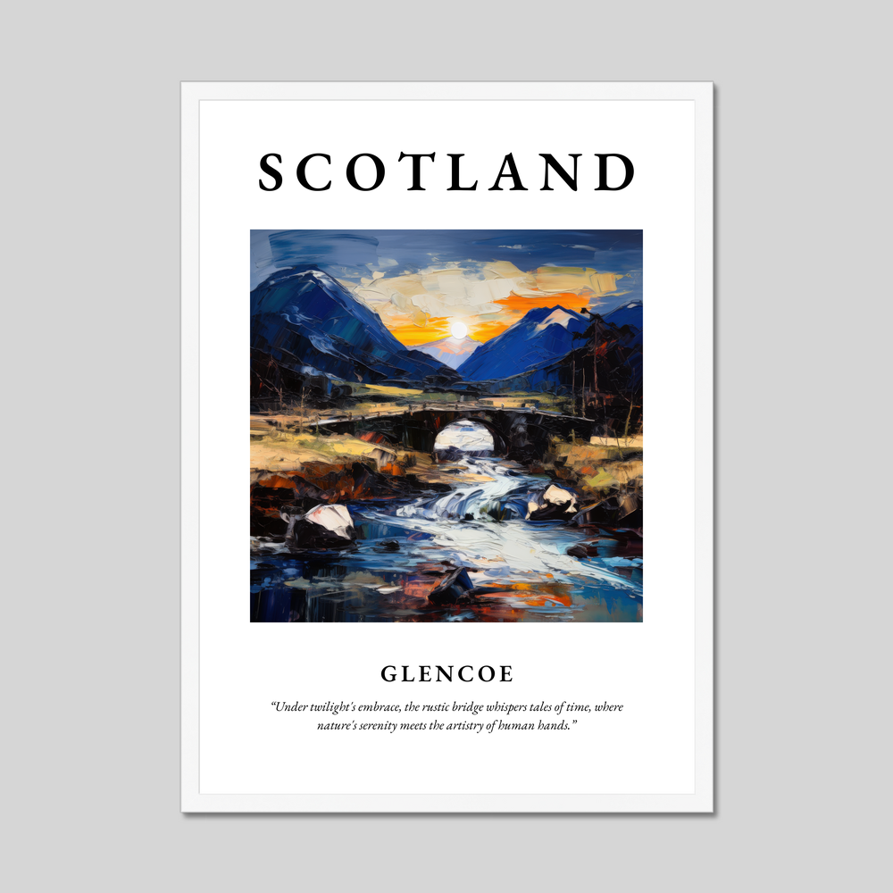 Poster in a white frame with the word Scotland