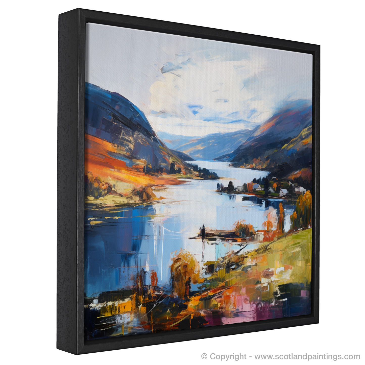 Painting and Art Print of Loch Earn, Perth and Kinross entitled "Highland Rhapsody: An Expressionist Ode to Loch Earn".