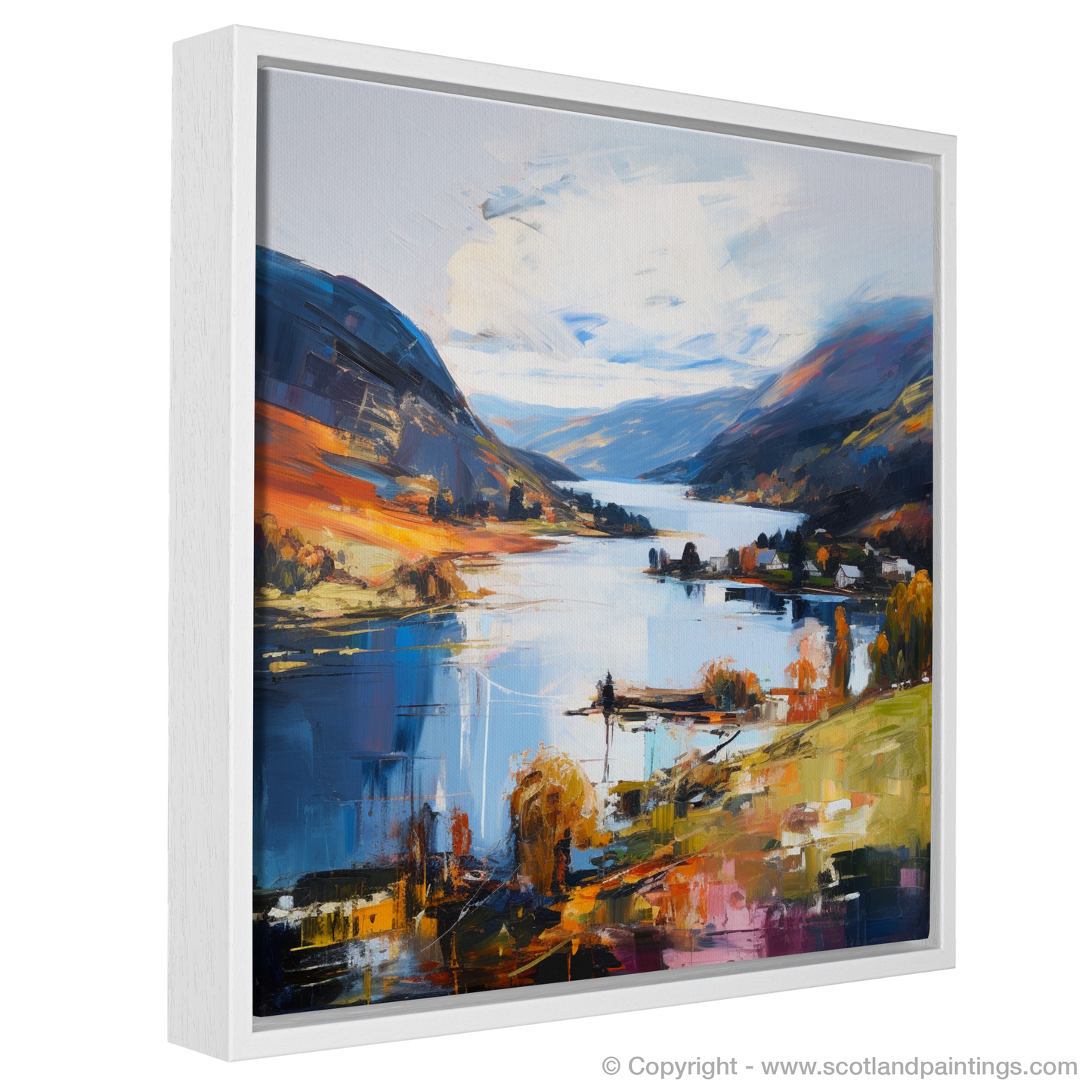 Painting and Art Print of Loch Earn, Perth and Kinross entitled "Highland Rhapsody: An Expressionist Ode to Loch Earn".