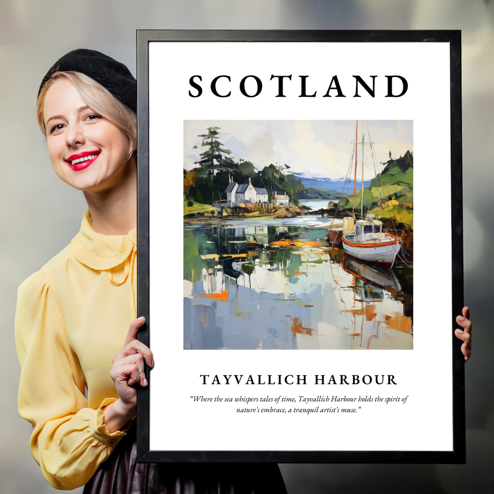 Person holding a poster of Tayvallich Harbour
