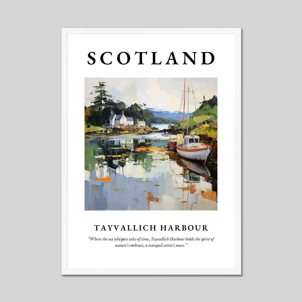 Poster in a white frame with the word Scotland