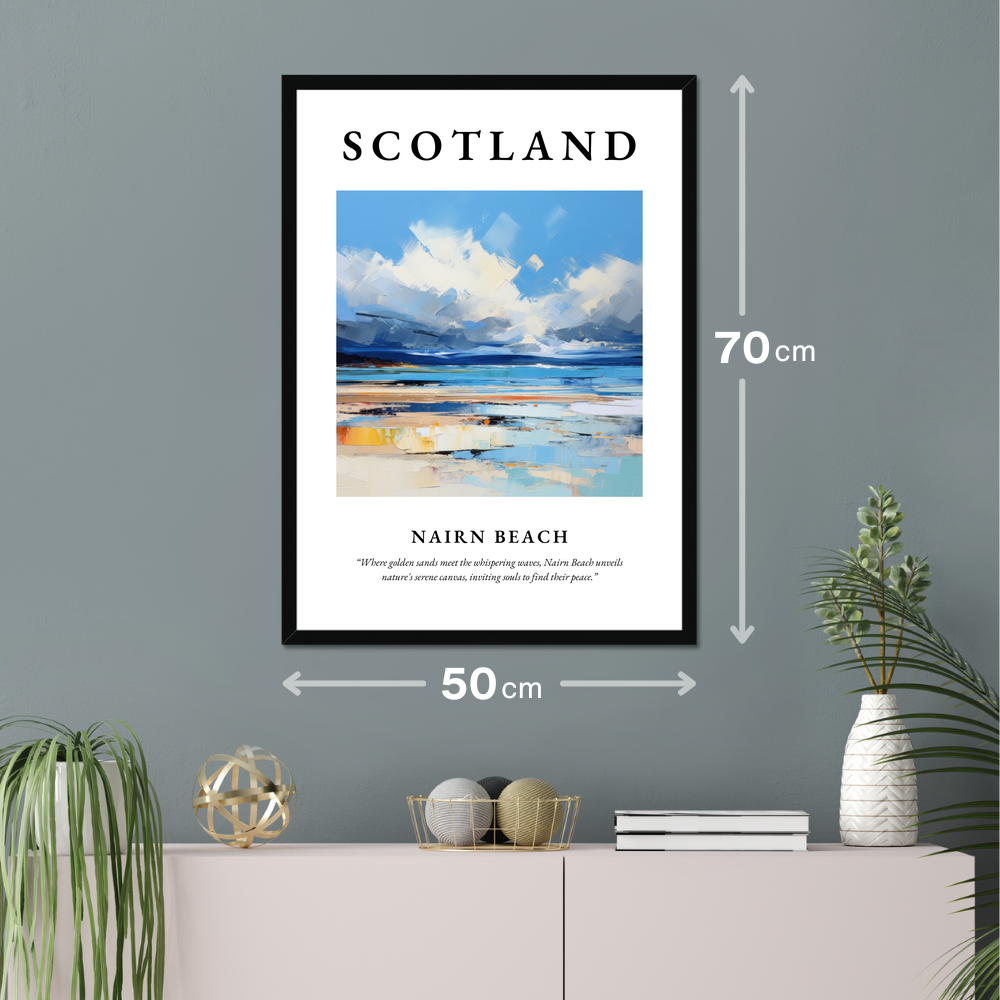 Poster of Nairn Beach hanging on a wall