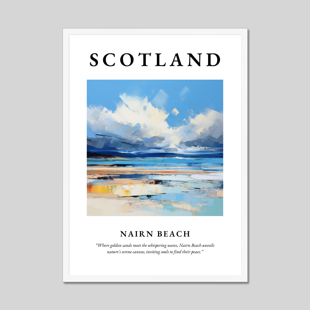 Poster in a white frame with the word Scotland