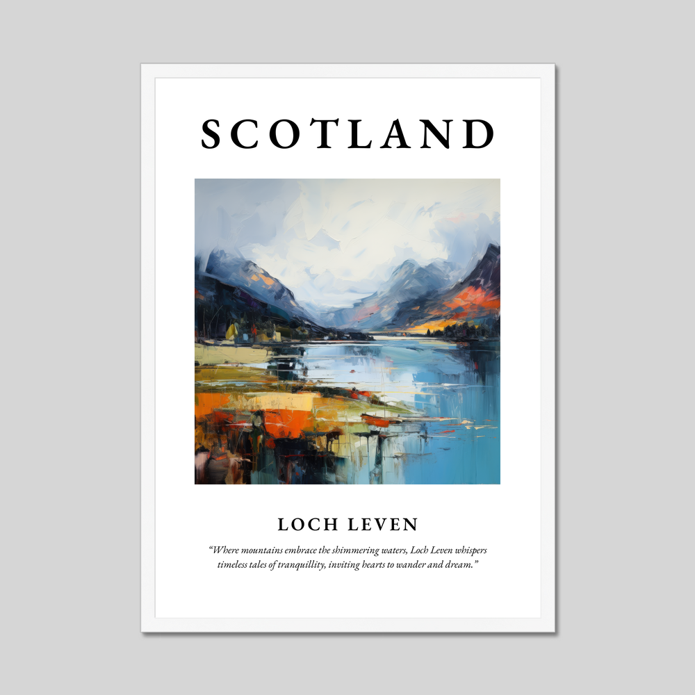 Poster in a white frame with the word Scotland