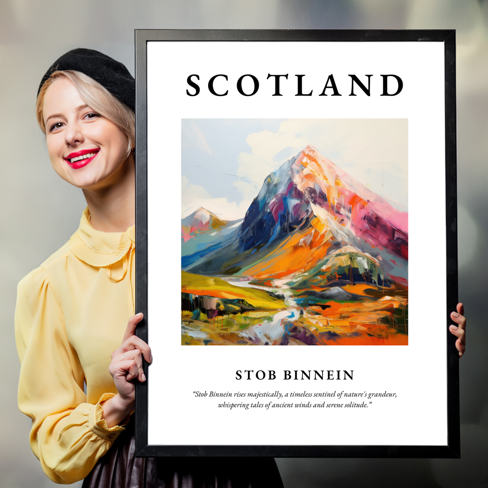 Person holding a poster of Stob Binnein