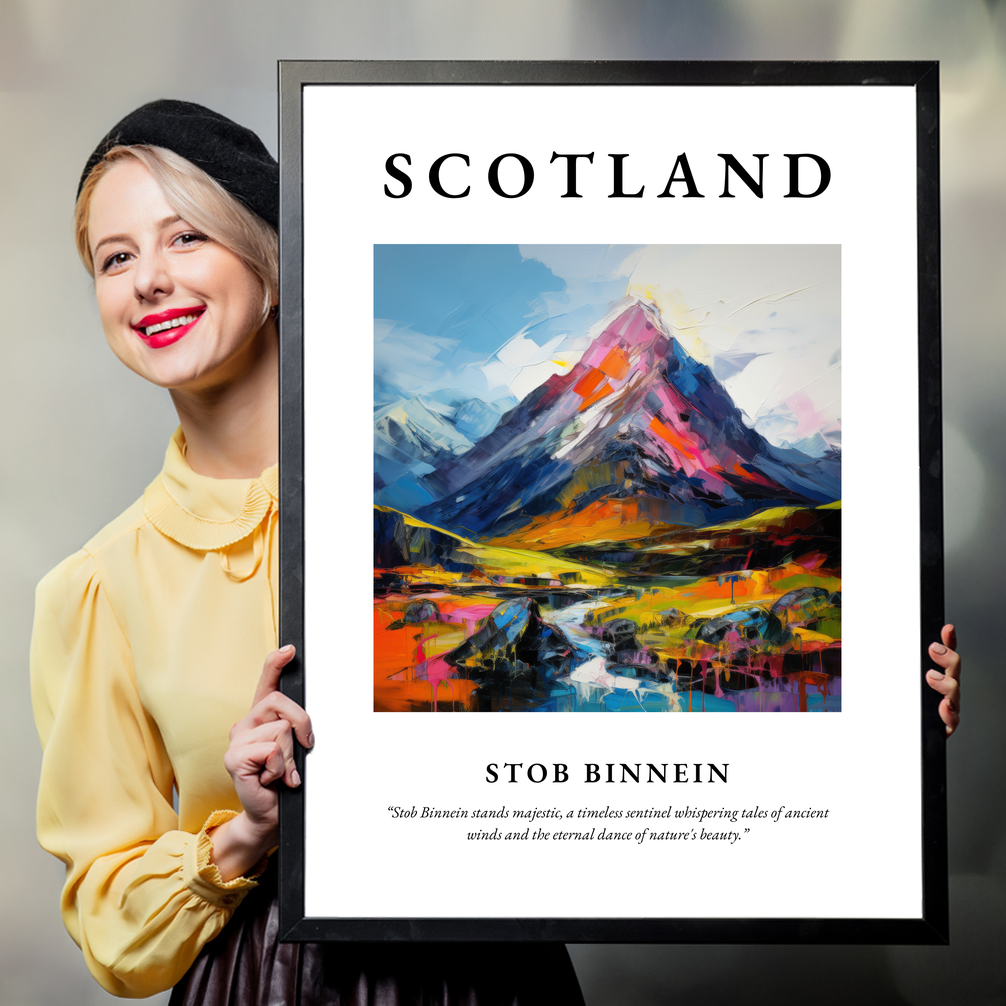 Person holding a poster of Stob Binnein