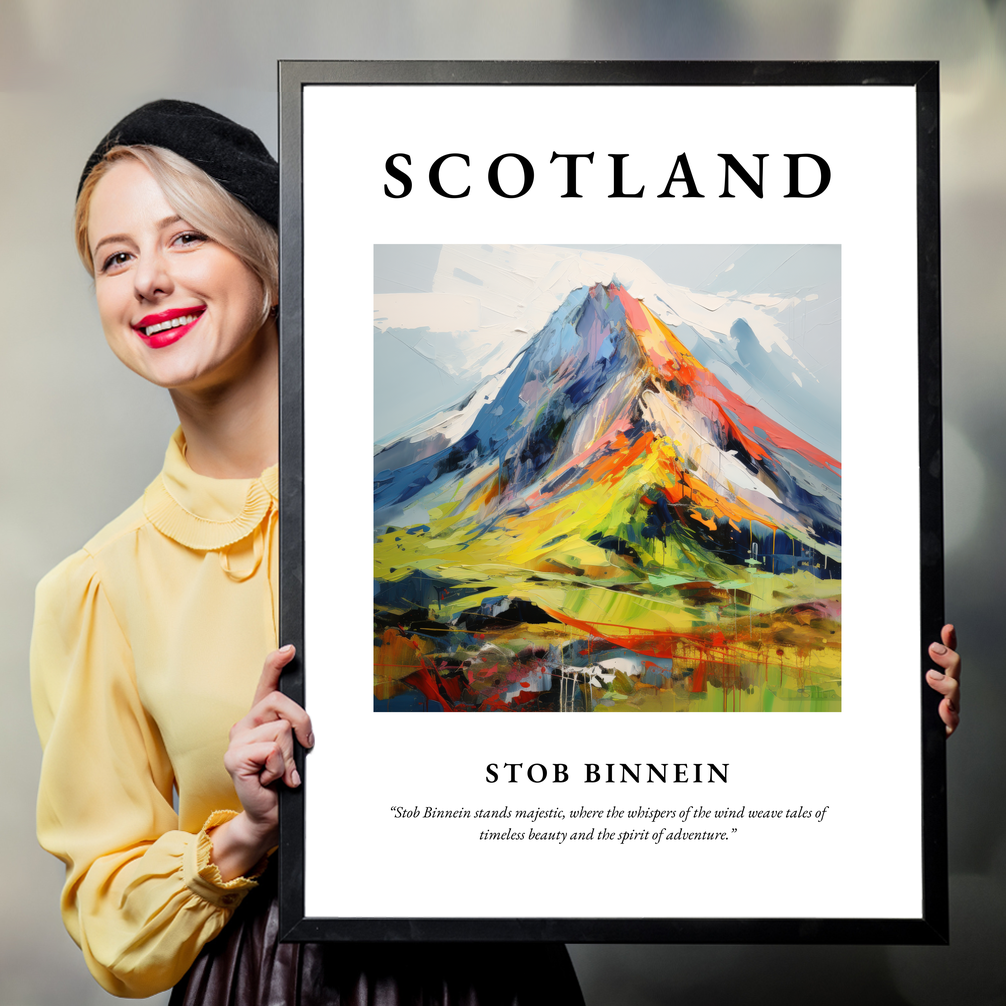 Person holding a poster of Stob Binnein