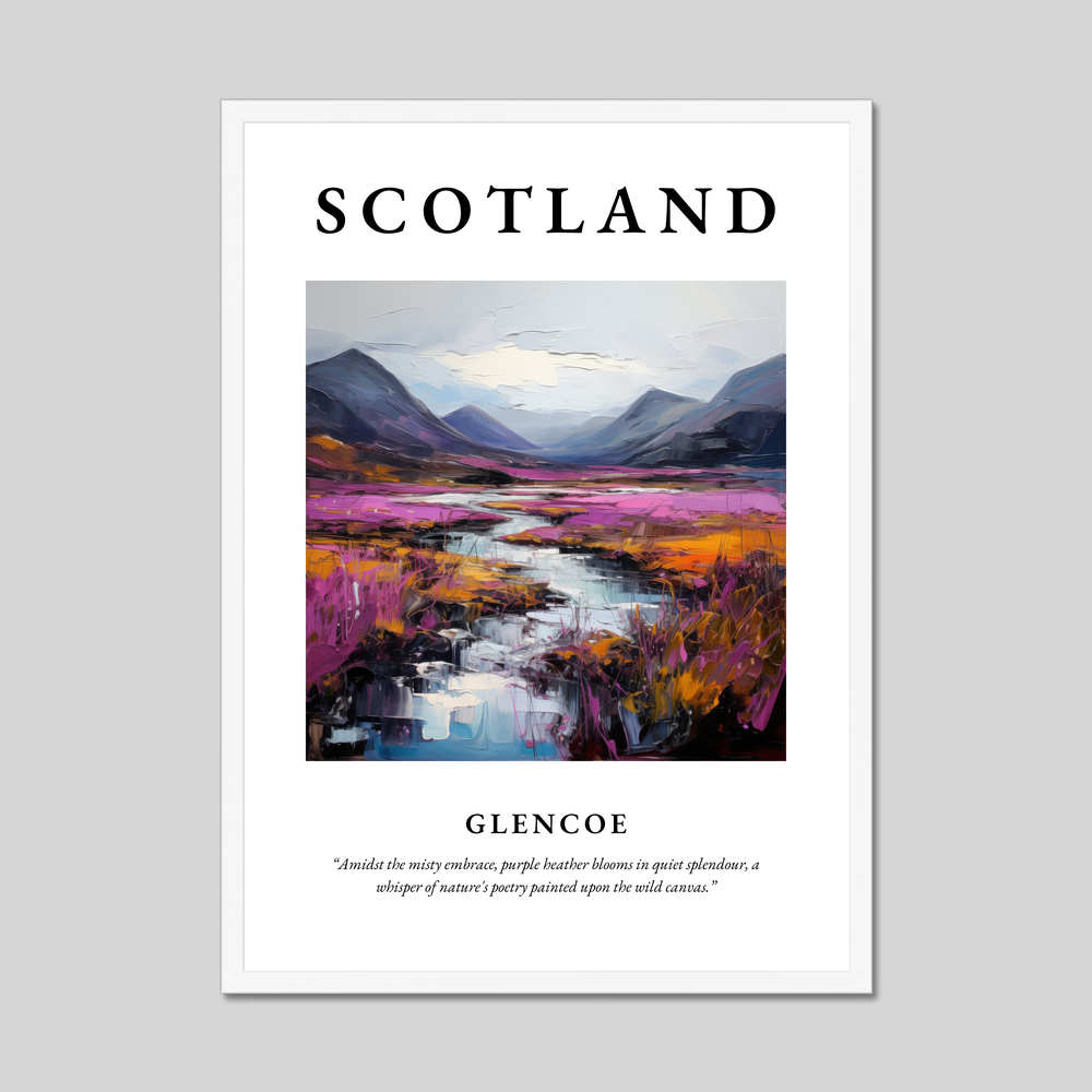 Poster in a white frame with the word Scotland