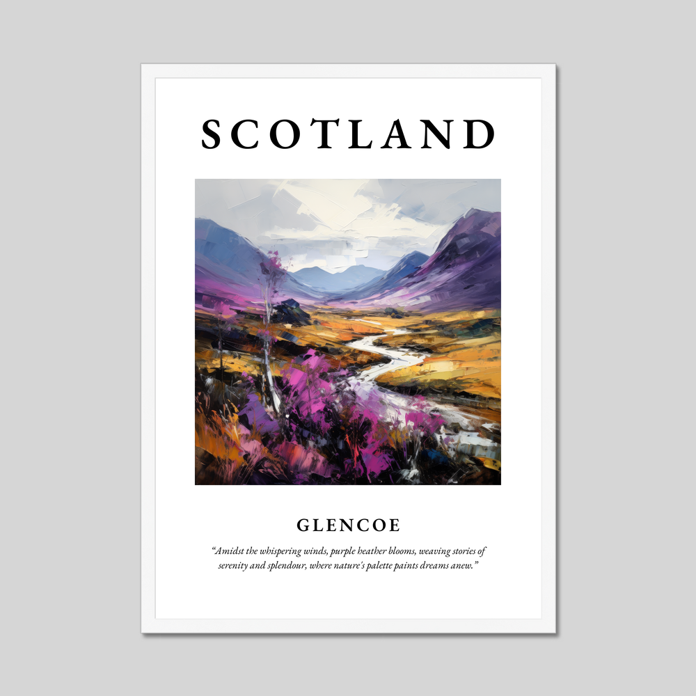 Poster in a white frame with the word Scotland