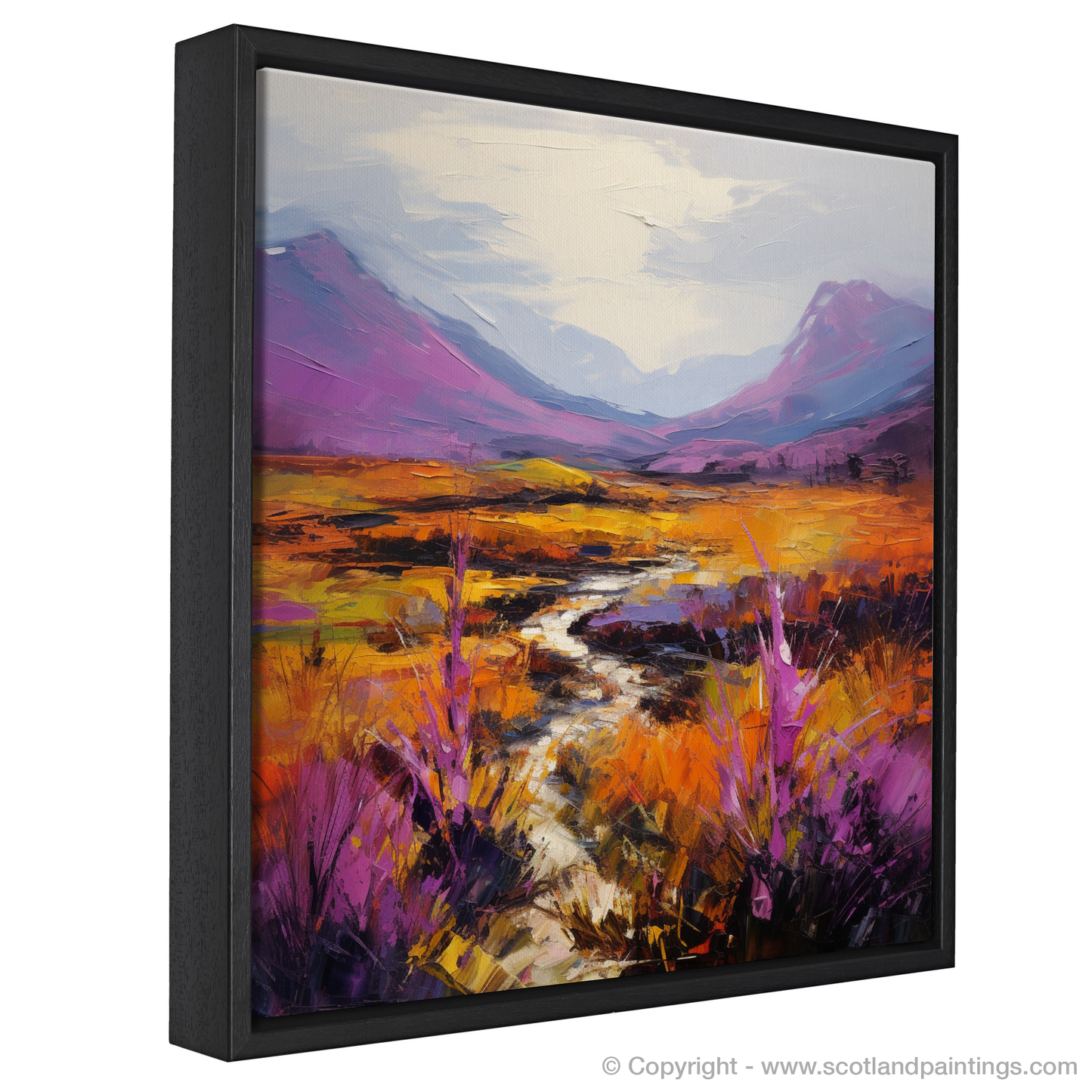 Painting and Art Print of Purple heather in Glencoe entitled "Heather Dance in Glencoe".