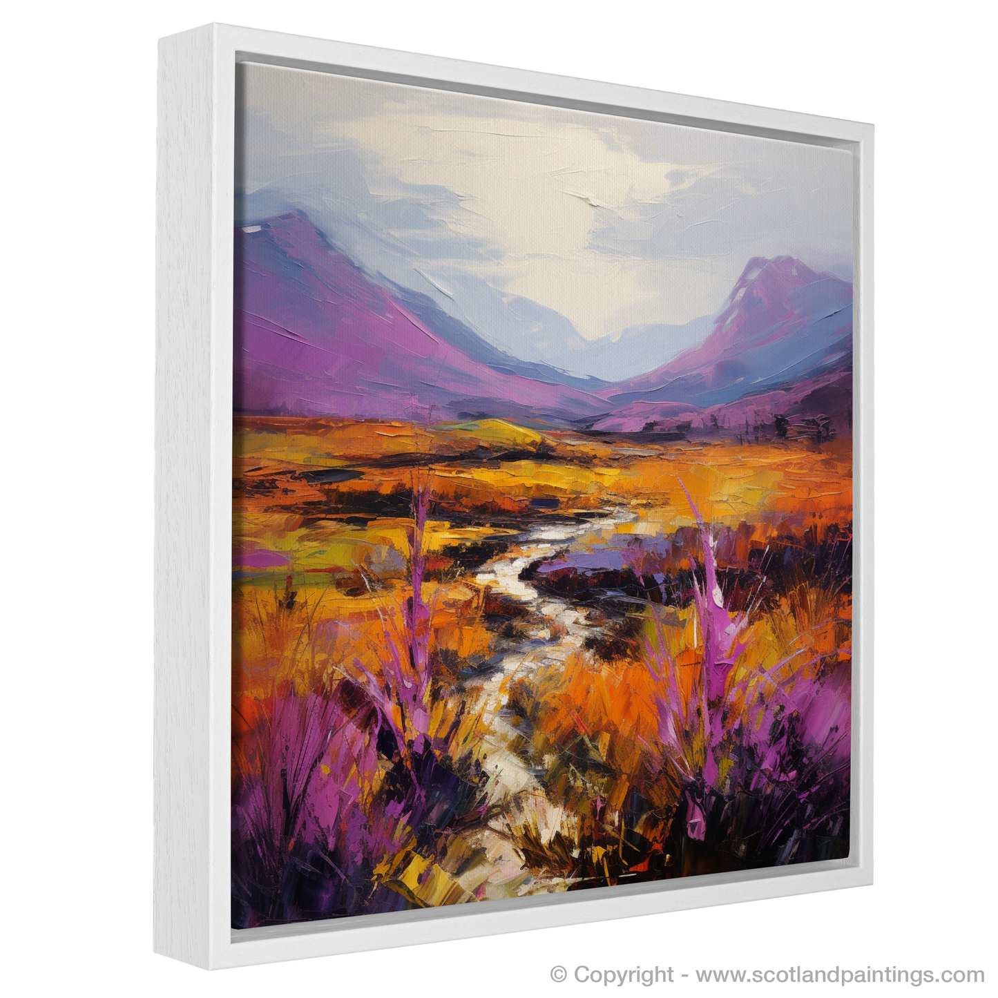 Painting and Art Print of Purple heather in Glencoe entitled "Heather Dance in Glencoe".
