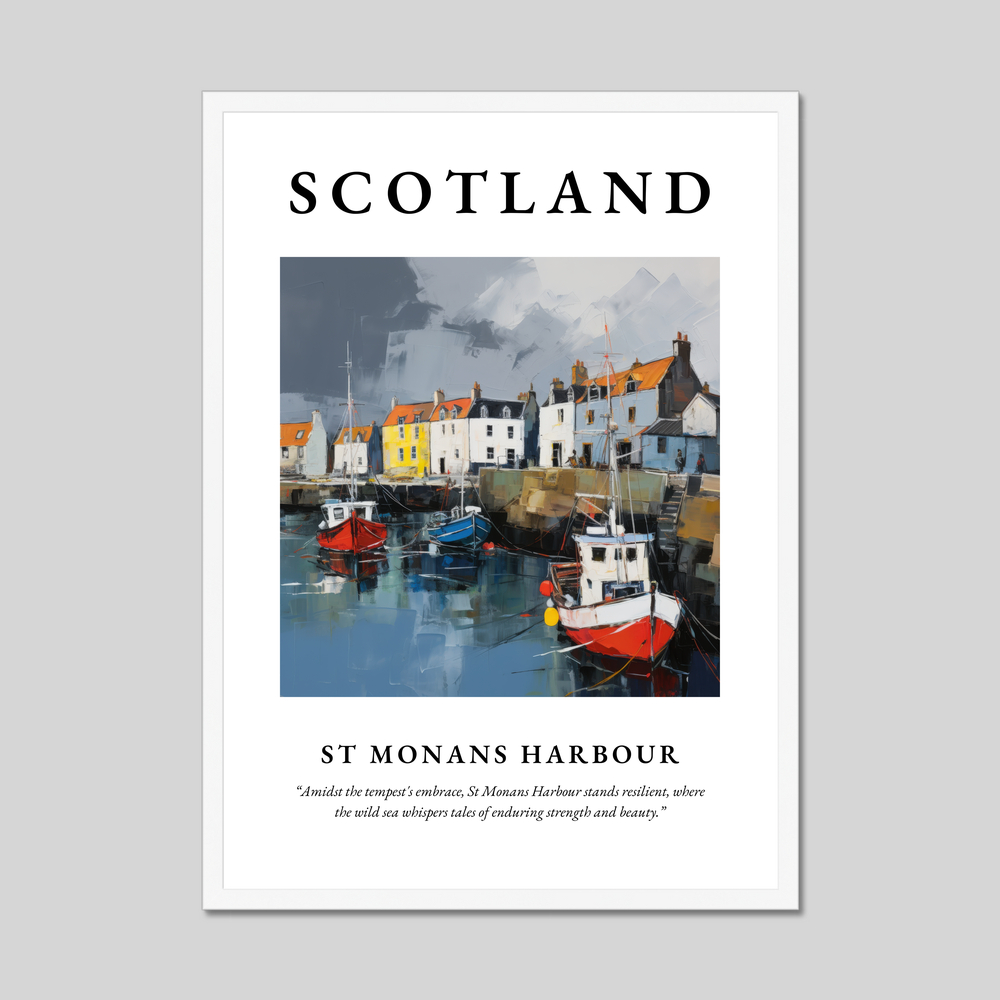 Poster in a white frame with the word Scotland