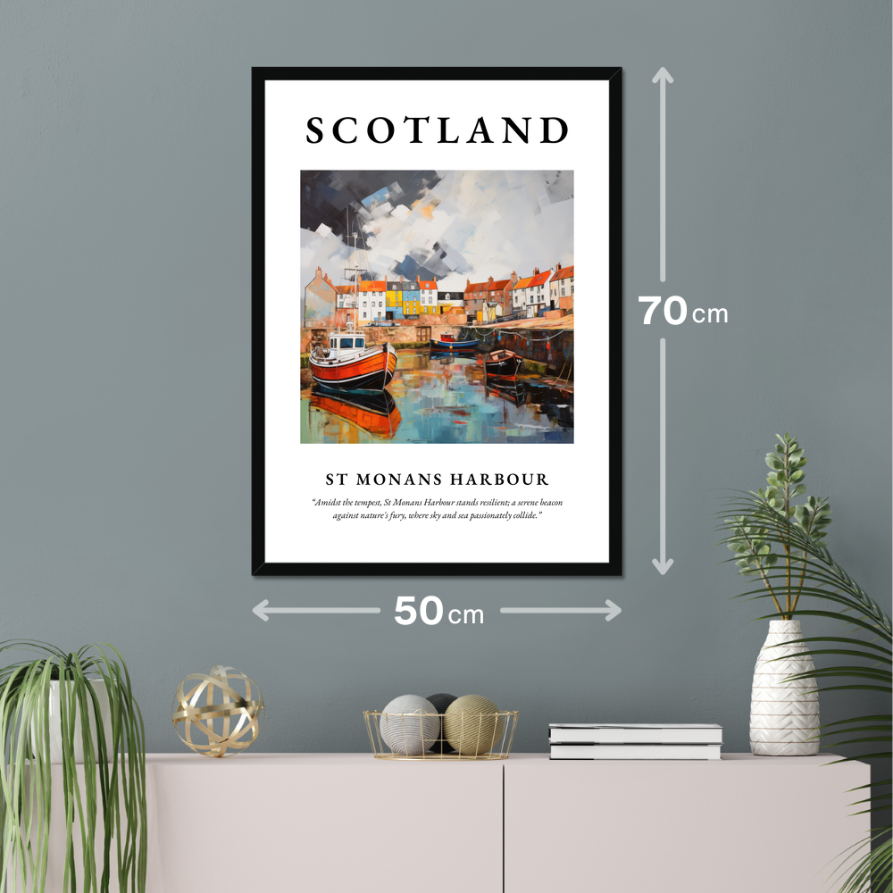 Poster of St Monans Harbour hanging on a wall