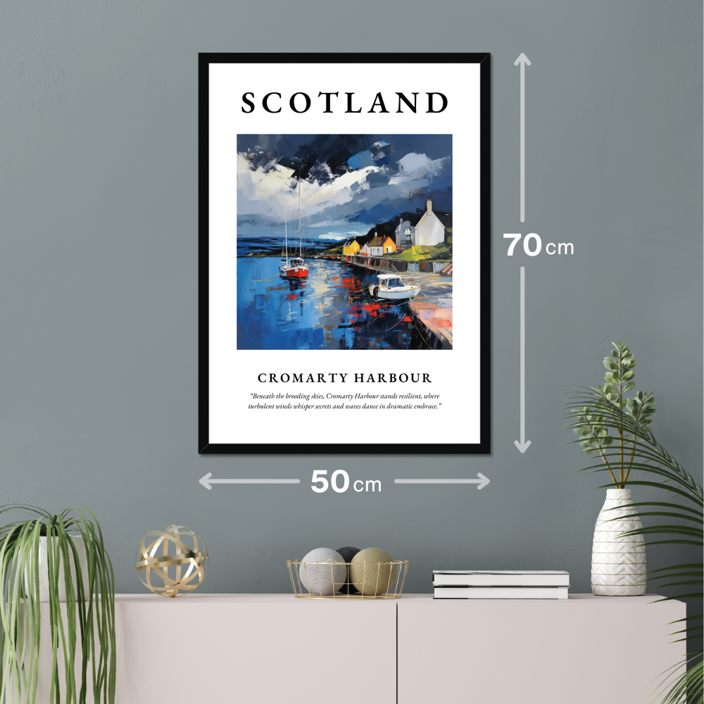 Poster of Cromarty Harbour hanging on a wall