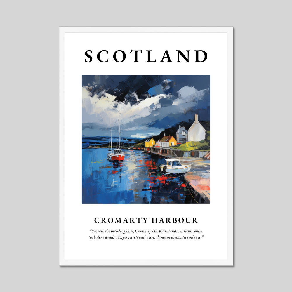 Poster in a white frame with the word Scotland