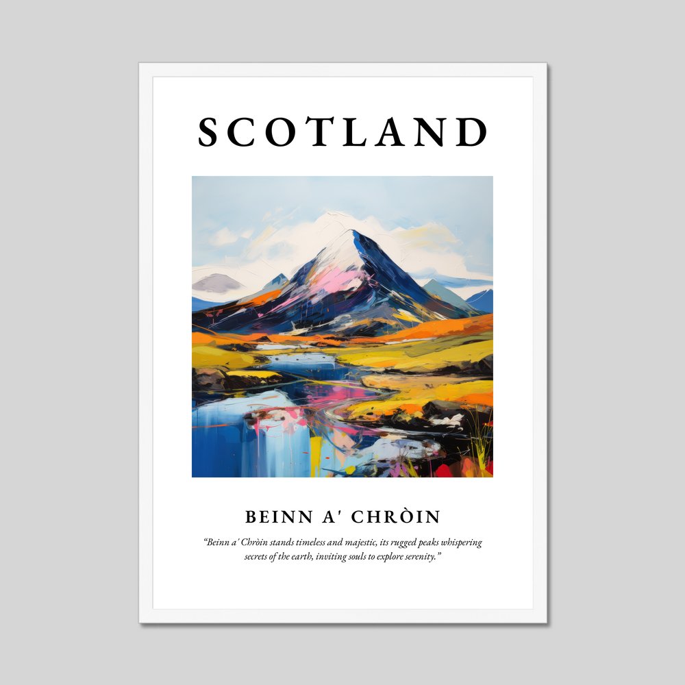 Poster in a white frame with the word Scotland