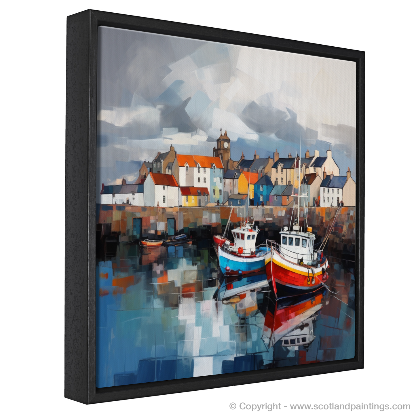 Painting and Art Print of Pittenweem Harbour with a stormy sky entitled "Stormy Serenity at Pittenweem Harbour".
