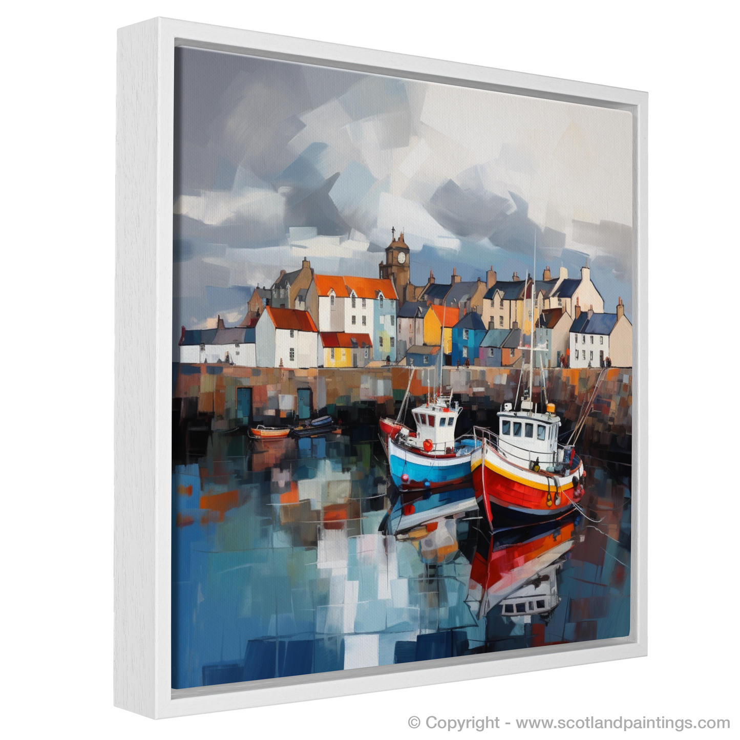 Painting and Art Print of Pittenweem Harbour with a stormy sky entitled "Stormy Serenity at Pittenweem Harbour".
