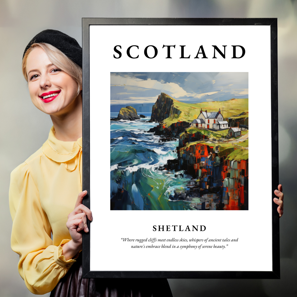 Person holding a poster of Shetland