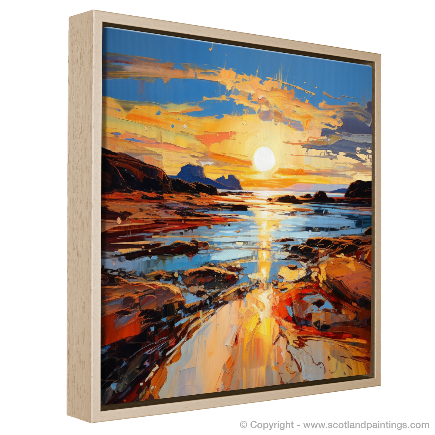 Painting and Art Print of Sound of Iona at golden hour entitled "Golden Hour Symphony: The Sound of Iona".