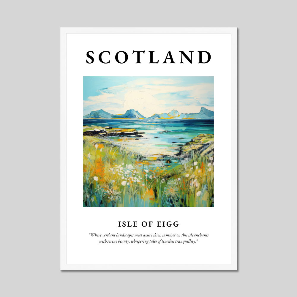 Poster in a white frame with the word Scotland