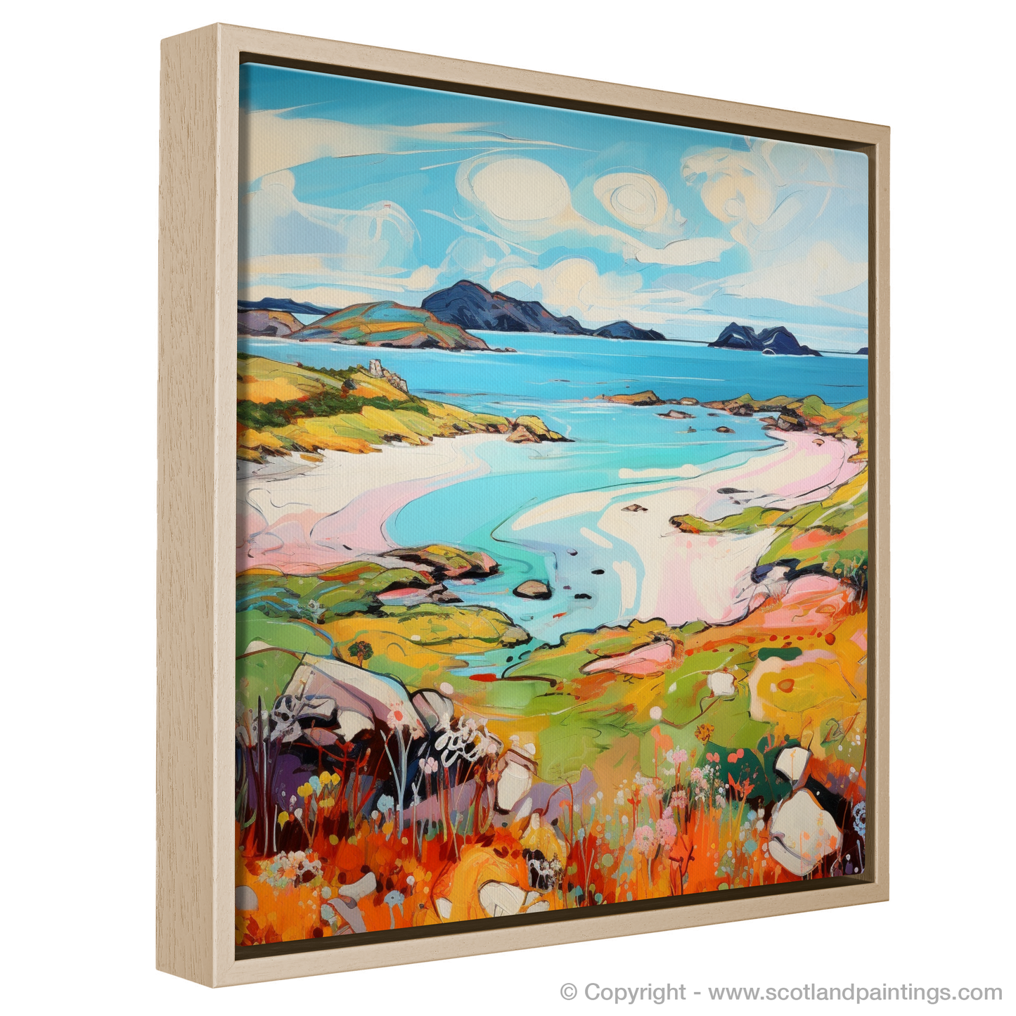 Painting and Art Print of Kiloran Bay, Isle of Colonsay in summer entitled "Kiloran Bay Summer Fauvist Reverie".