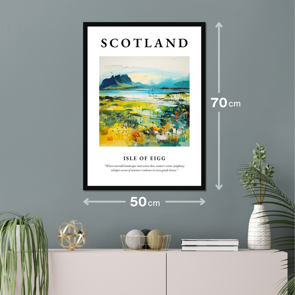Poster of Isle of Eigg hanging on a wall