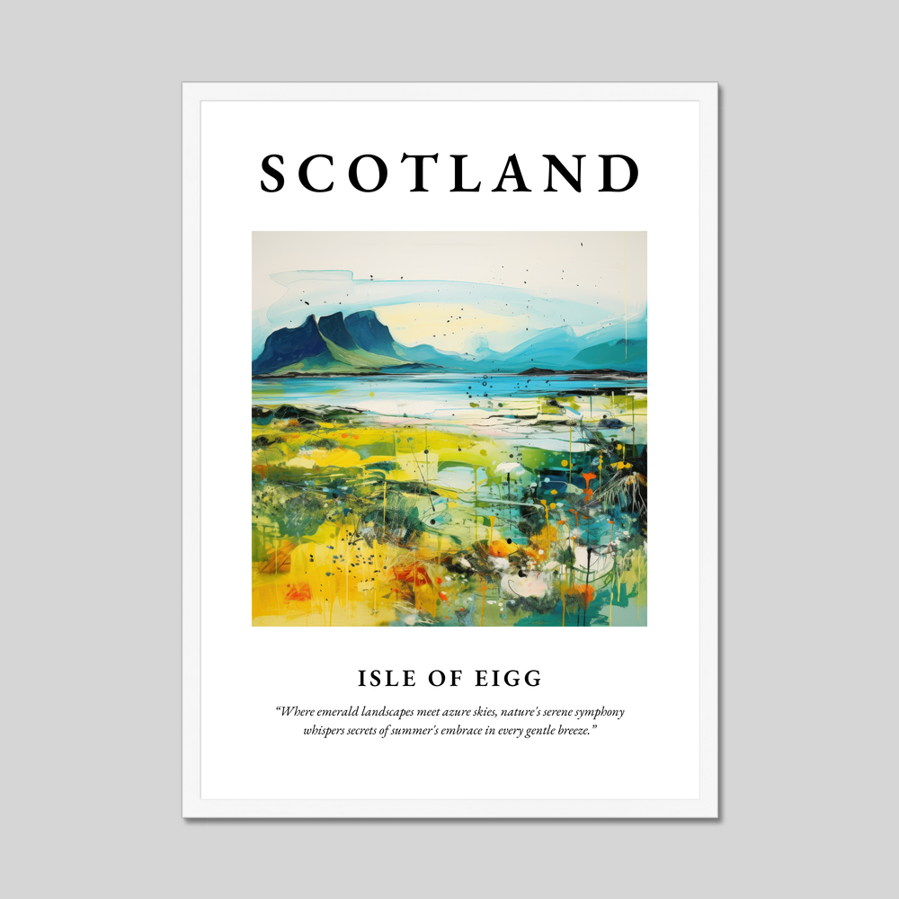 Poster in a white frame with the word Scotland