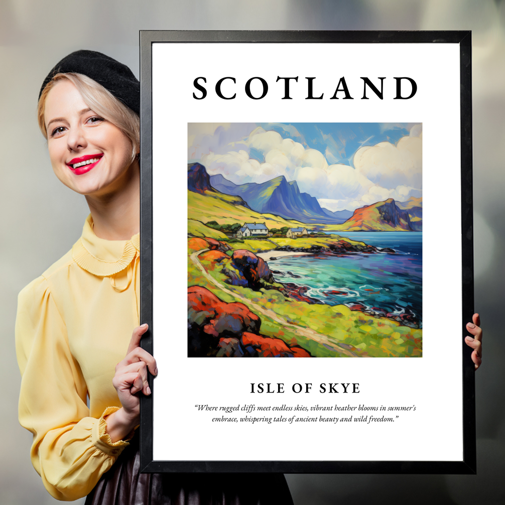 Person holding a poster of Isle of Skye