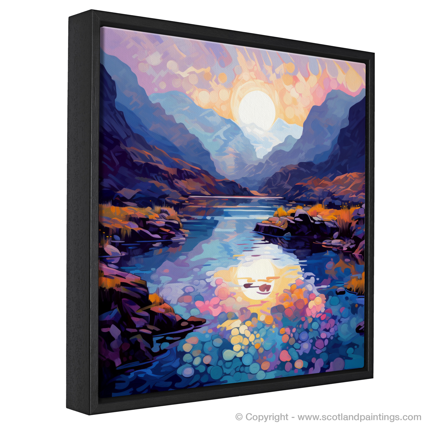 Painting and Art Print of Isle of Skye Fairy Pools at dusk in summer entitled "Dusk at the Fairy Pools: An Impressionist Ode to Highland Summer".