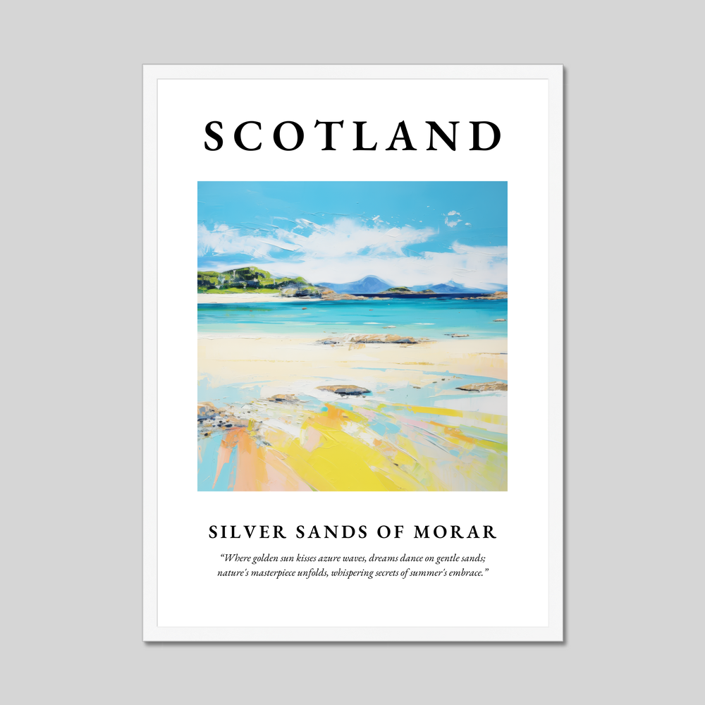 Poster in a white frame with the word Scotland