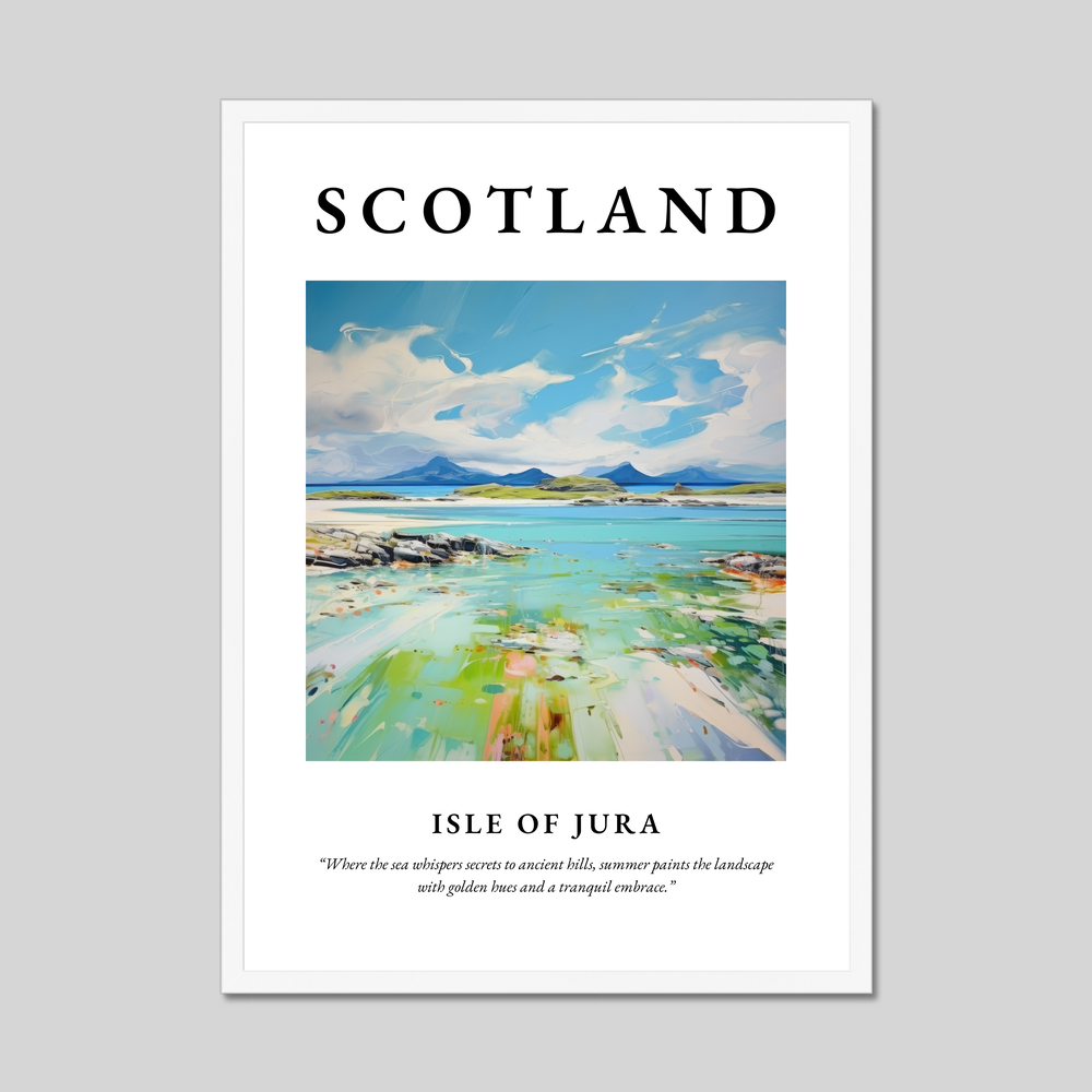 Poster in a white frame with the word Scotland