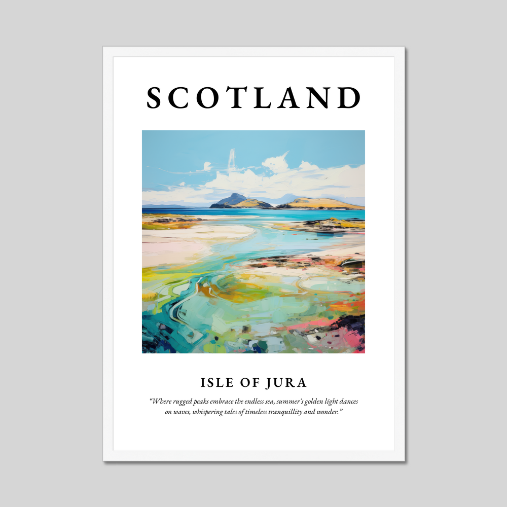 Poster in a white frame with the word Scotland