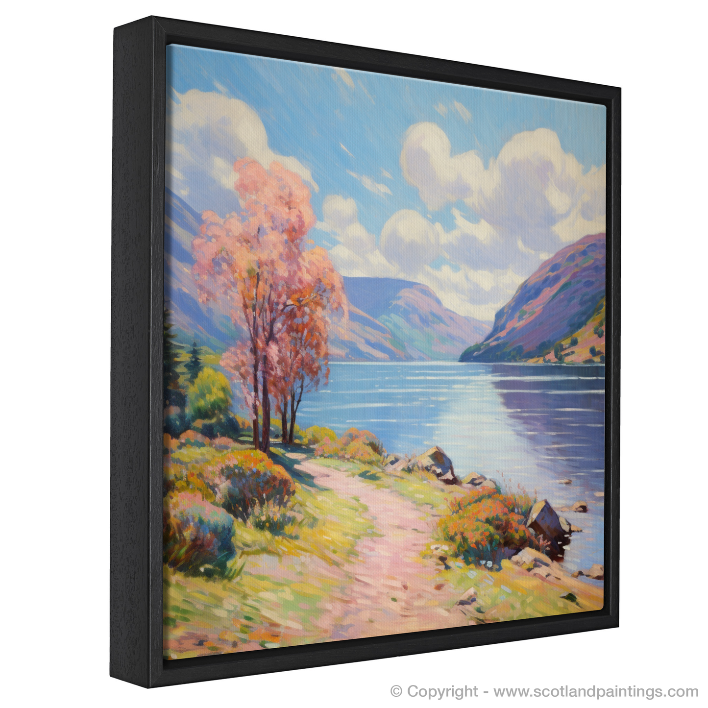 Painting and Art Print of Loch Earn, Perth and Kinross in summer entitled "Summer Serenity at Loch Earn: An Impressionist's View".