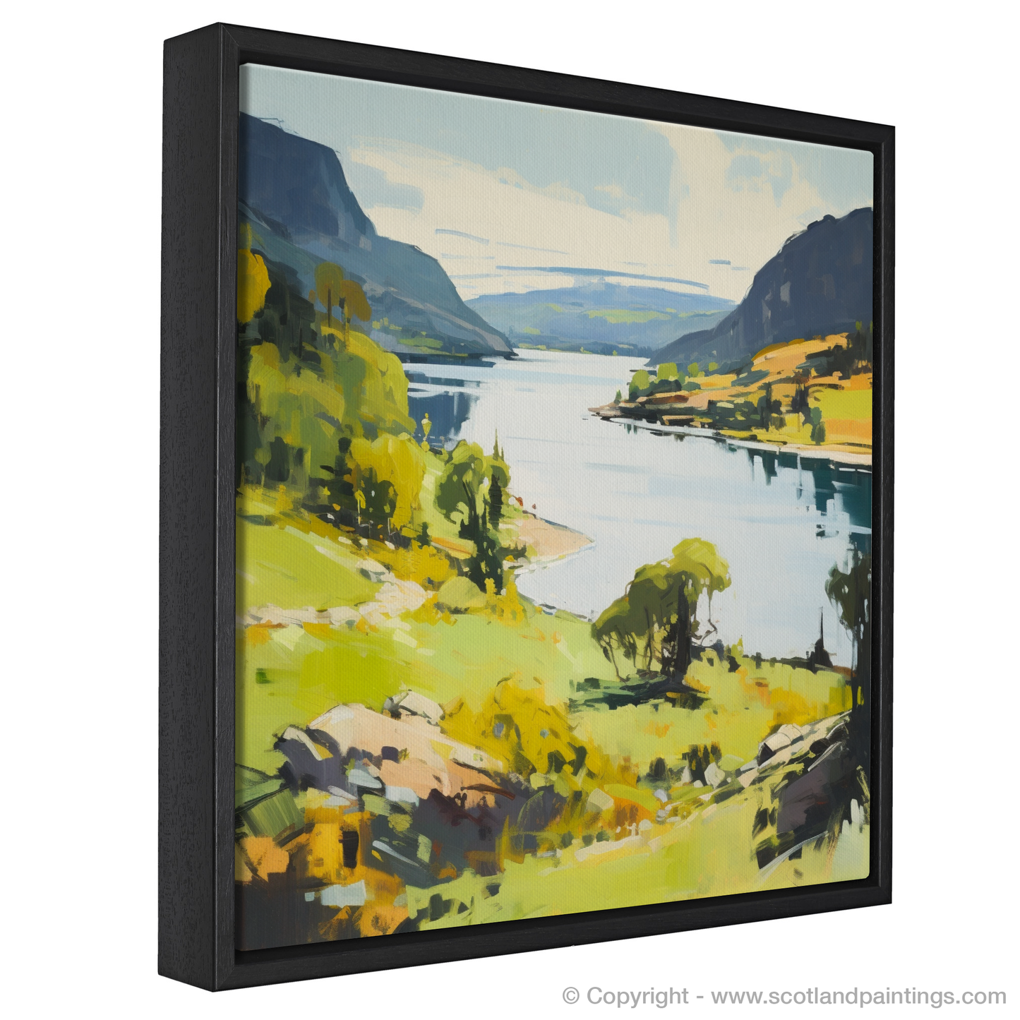 Painting and Art Print of Loch Ness, Highlands in summer. Summer Serenade in the Scottish Highlands.