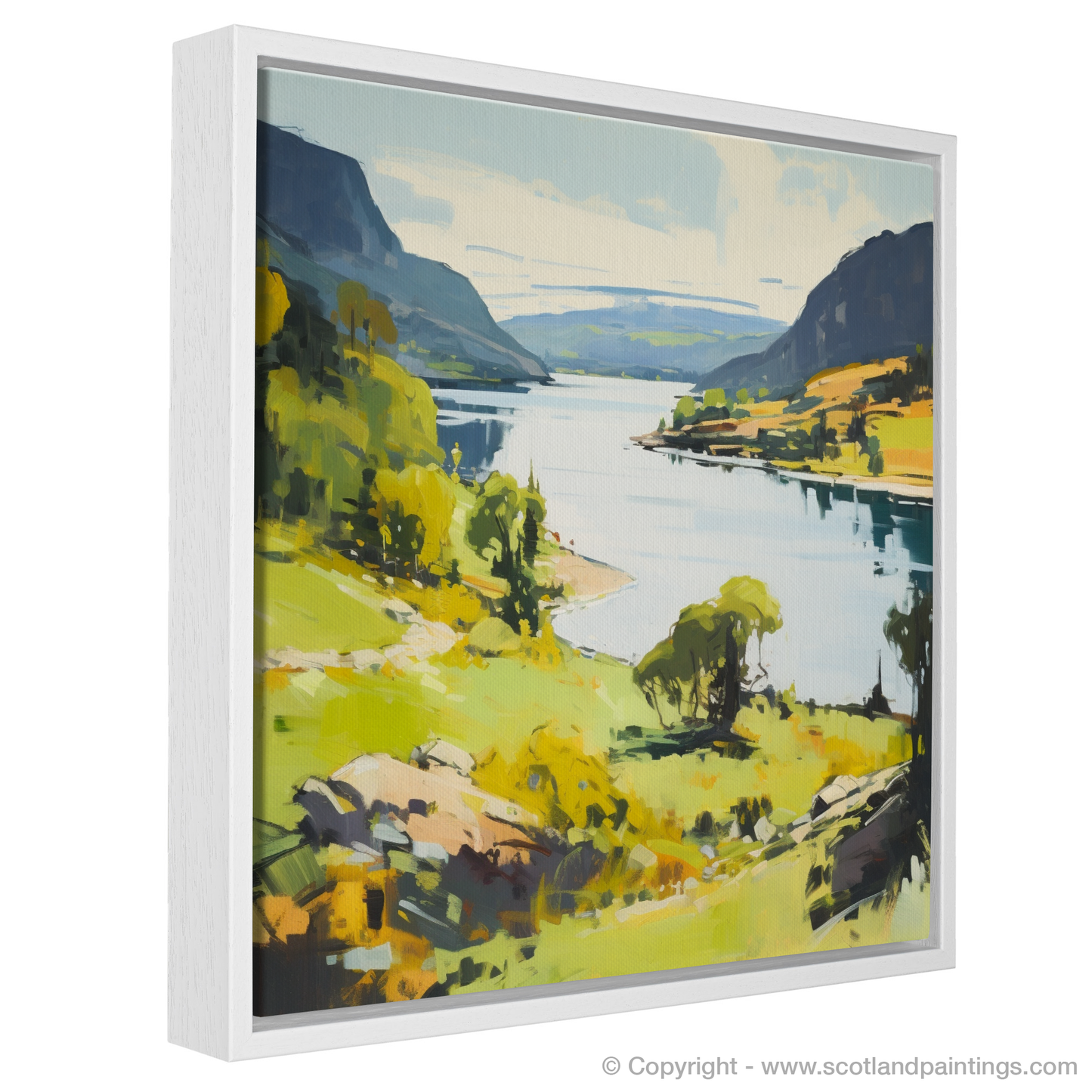 Painting and Art Print of Loch Ness, Highlands in summer. Summer Serenade in the Scottish Highlands.